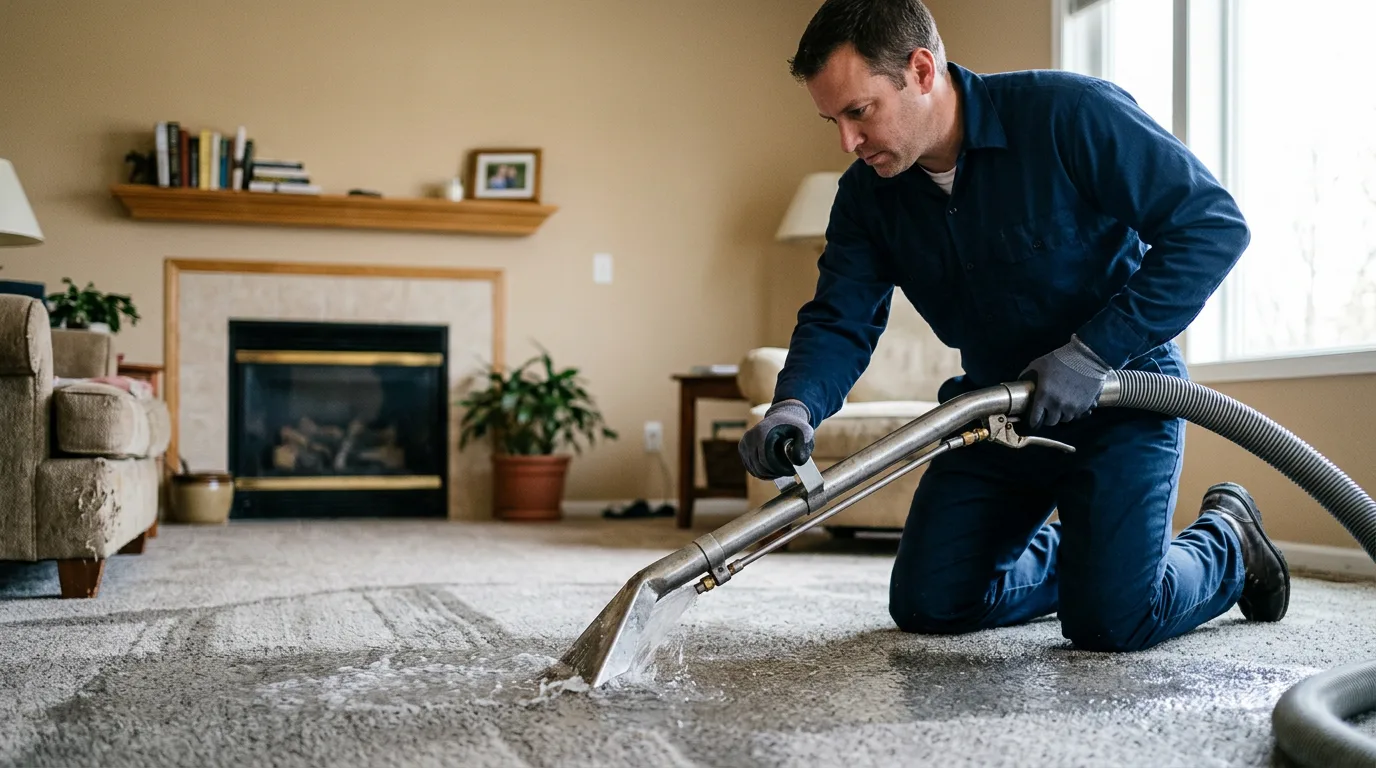 Water damage restoration technician working near Nashville, AR